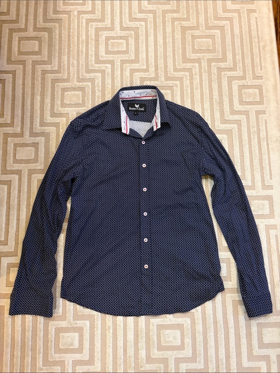 Other - ButterCloth Men's Navy Patterned Button-Up Shirt